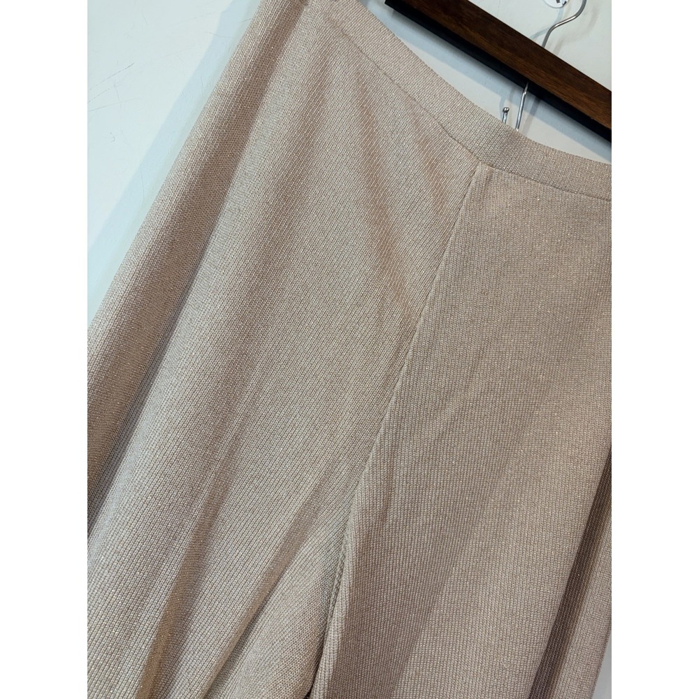 Anthro Feather Bone Gold Metallic Wide Leg Pants High Rise L Shimmer - Picture 6 of 7